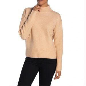 Magaschoni Mock Neck Sweater Oatmeal Wool Blend size M